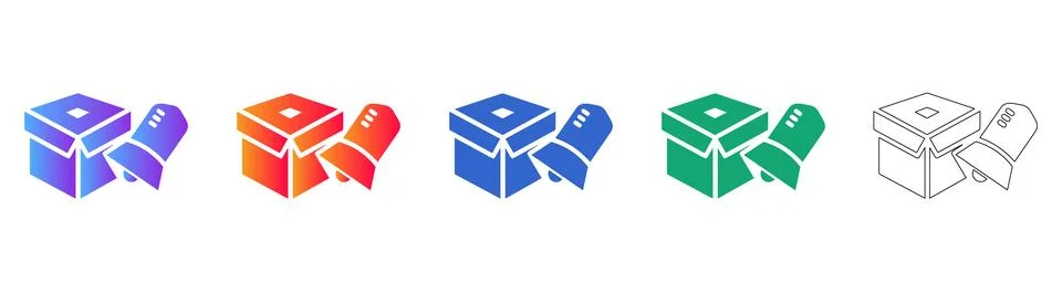 Isometric Package Notification Icons Stock Illustration