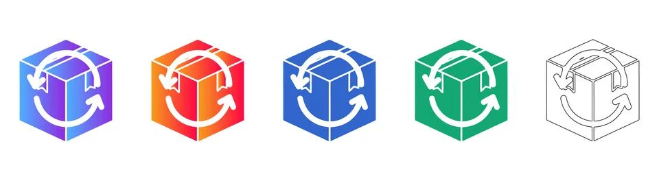 Isometric Package Return Icons Stock Illustration