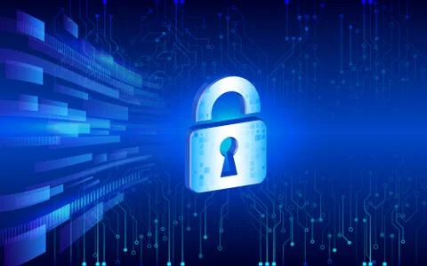 Isometric padlock for internet protection. Computer data defense. 스톡 일러스트