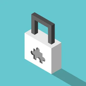 Isometric padlock, missing puzzle Stock Illustration
