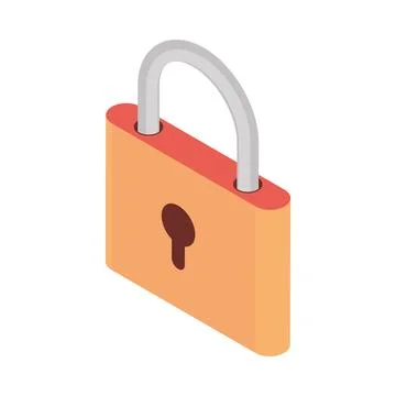 Isometric padlock security Illustrazione stock