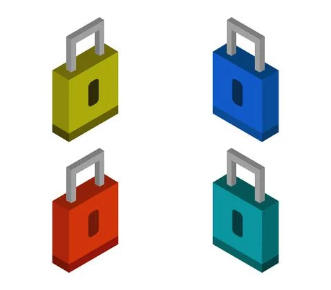 Isometric padlock in vector on white background Stock Illustration