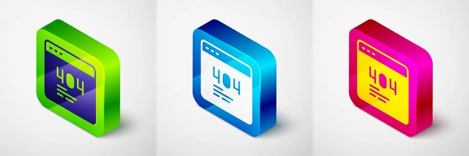 Isometric Page with a 404 error icon isolated on grey background. Template イラスト素材