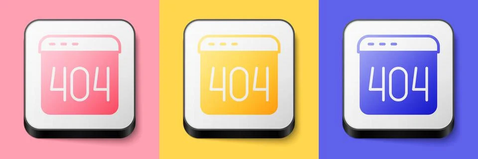 Isometric Page with a 404 error icon isolated on pink, yellow and blue イラスト素材