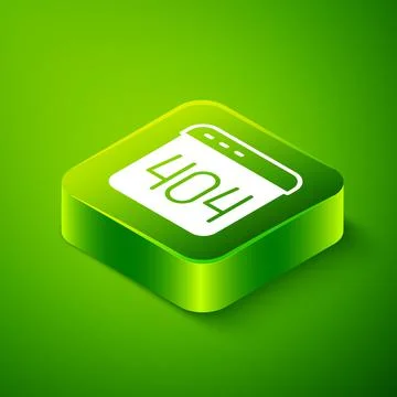 Isometric Page with a 404 error icon isolated on green background. Template イラスト素材