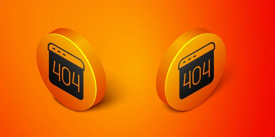 Isometric Page with a 404 error icon isolated on orange background. Template イラスト素材