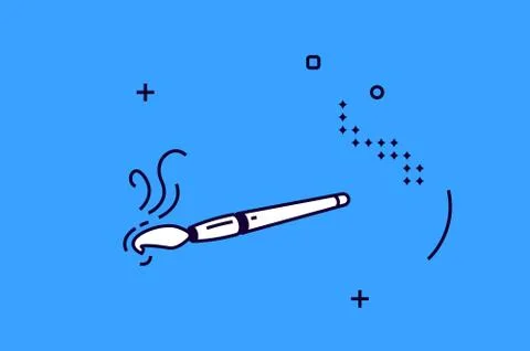 Isometric paint brush icon with linear smears Stock Illustration