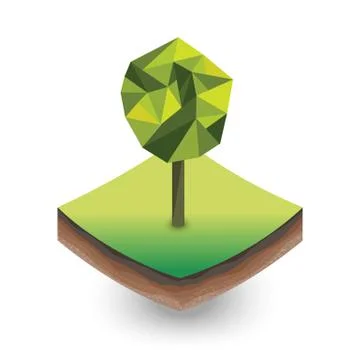 Isometric palm on the piece of the soil Stock Illustration