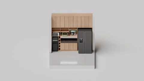 Isometric Pantry Interior 3D Render Illustration Stock Footage 275564175