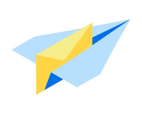 Isometric paper airplane with an envelope. Stock Illustration