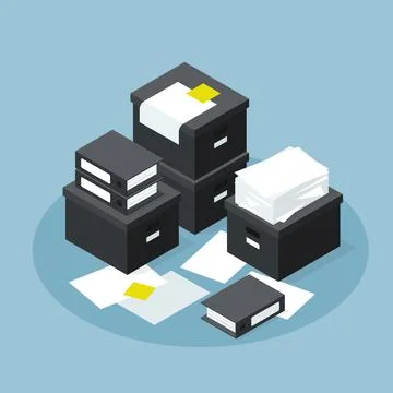 Isometric Paper Database Storage Illustration Stock Illustration