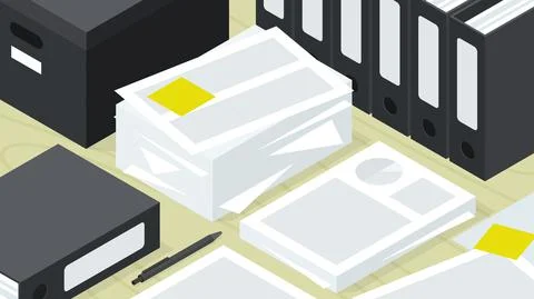 Isometric Paper Database Storage Illustration Stock Illustration
