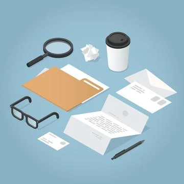 Isometric Paper Work Concept Illustration Stock Illustration