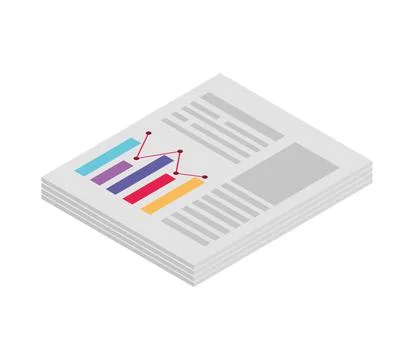 Isometric paperwork with statistics Stock Illustration
