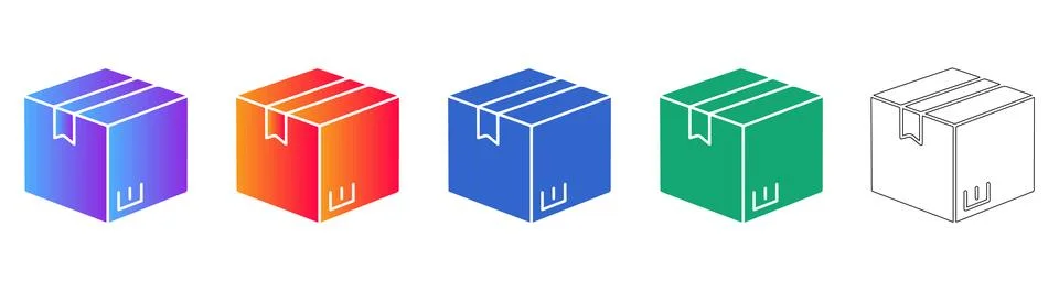 Isometric Parcel Box Icon Set Stock Illustration