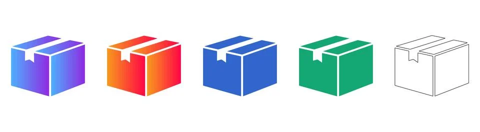 Isometric Parcel Boxes with Horizontal Tape Icon Collection イラスト素材