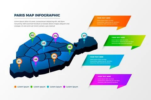 Isometric paris map infographics Stock Illustration