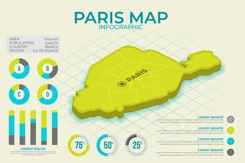 Isometric paris map infographics Stock-Illustration