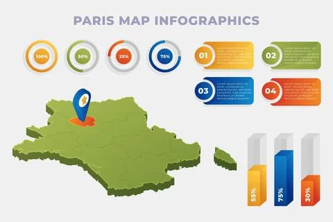 Isometric paris map infographics Stock-Illustration