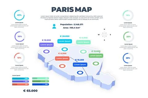 Isometric paris map infographics Stock-Illustration