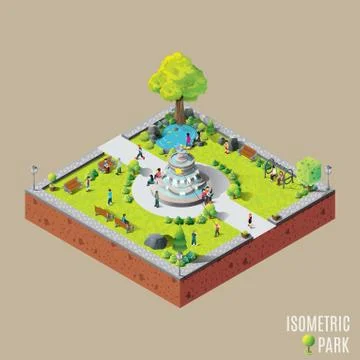 Isometric park Ilustração Stock