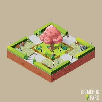Isometric park Ilustración de archivo