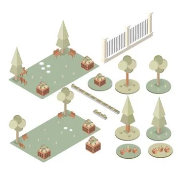 Isometric park Ilustración de archivo