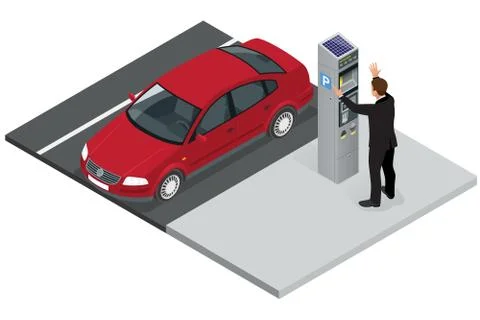 Isometric Parking meter. Parking meter did not give ticket. Park Stock Illustration