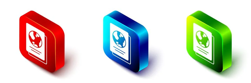 Isometric Passport with biometric data icon isolated on white background. Ide Stock Illustration