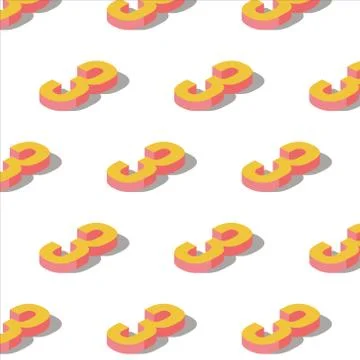 Isometric pattern of the number three. Concept of be the third one Stock Illustration