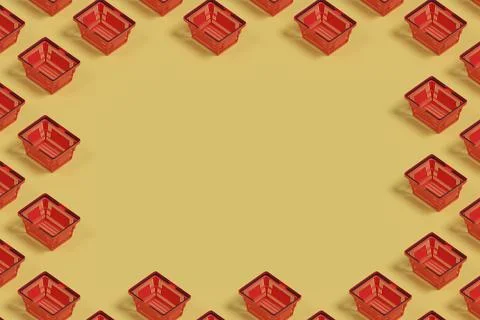 Isometric pattern of a shopping basket with copy space. 3D illustration. Stock Photos