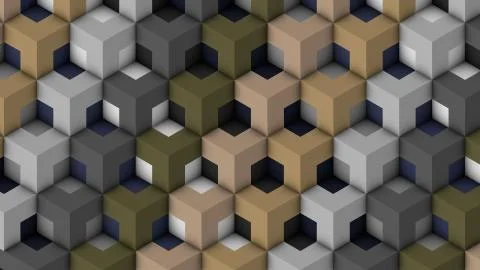 Isometric Patterns beige. Bricks 3D Pattern. Colorful 3d Patterns. Stock Illustration