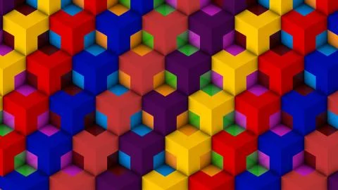 Isometric Patterns. Bricks 3D Pattern. 3D Rendering. Colorful 3d Patterns. Stock Illustration