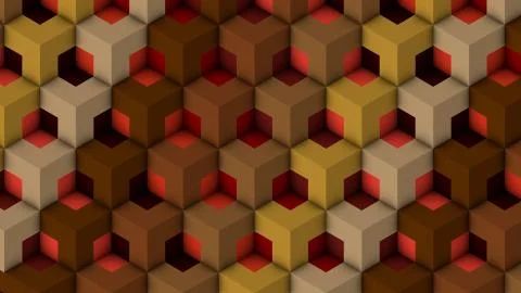 Isometric Patterns brown. Bricks 3D Pattern.  Colorful 3d Patterns. Stock Illustration