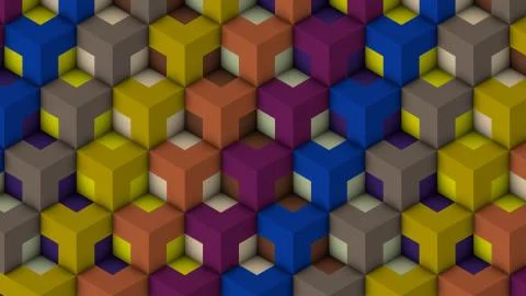 Isometric Patterns olive. Bricks 3D Pattern. Colorful 3d Patterns. Stock Illustration