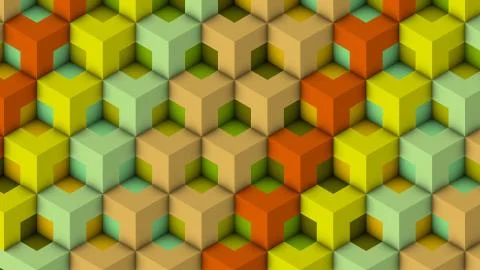 Isometric Patterns yellow. Bricks 3D Pattern.  Colorful 3d Patterns. 스톡 일러스트