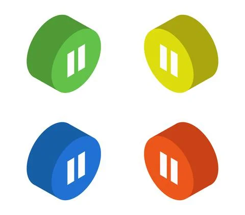 Isometric pause button icon illustrated in vector on white background Stock Illustration