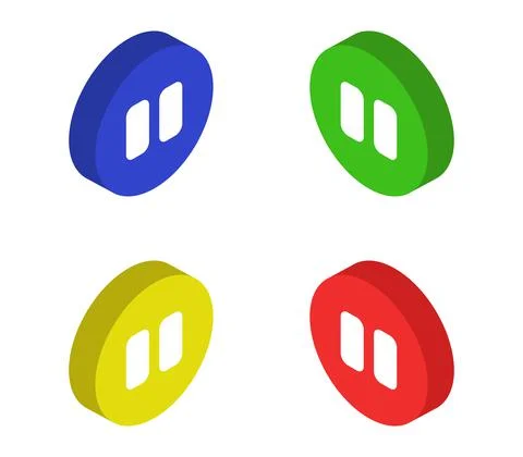 Isometric pause button icon illustrated in vector on white background Stock Illustration