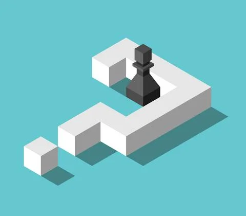 Isometric pawn inside question Stock Illustration