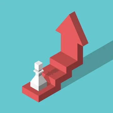 Isometric pawn, stepped arrow Stock Illustration
