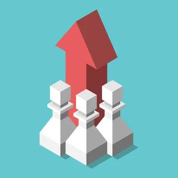 Isometric pawns, vertical arrow Stock Illustration