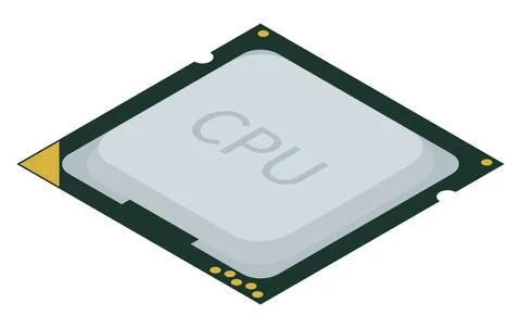 Isometric PC processor isolated on white Stockillustratie