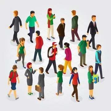Isometric pedestrian collection set 스톡 일러스트