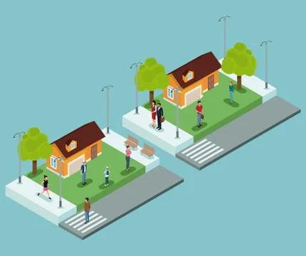 Isometric people in park Ilustração Stock
