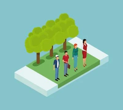 Isometric people in park Ilustração Stock