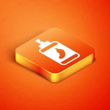 Isometric Pepper spray icon isolated on orange background. OC gas. Capsicum self Stock Illustration