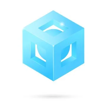 Isometric perforated cube logo Stock Illustration