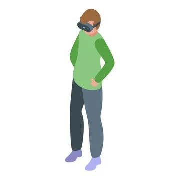 Isometric person using virtual reality headset Stockillustratie