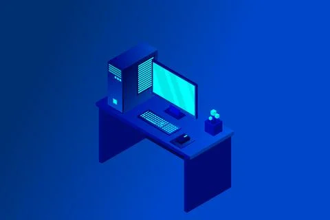 Isometric personal computer Illustrazione stock