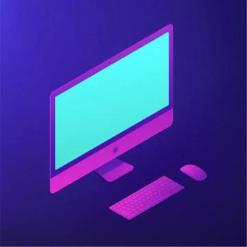 Isometric personal computer. Vector 3d illustration. Stock Illustration